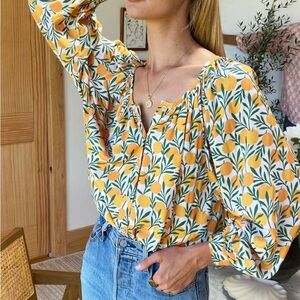 Like New XXS Emerson Fry Frances Blouse Groves Print